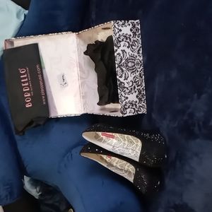 Bordello 6 inch black gemstone heels